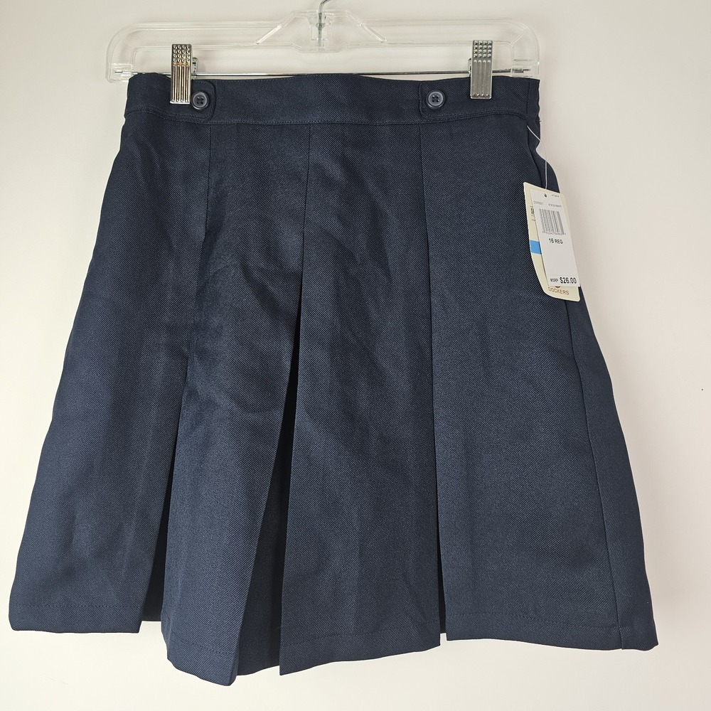 Dockers Girls 16 Navy Pleated Uniform Skirt NWT Elastic Waist Schoolwear Classic